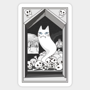 Ghost cat the Keeper of the Crypt Sticker